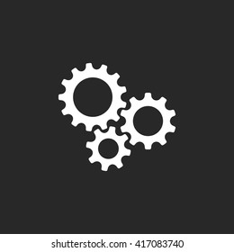 Three gear sign simple icon on  background