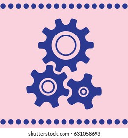 Three gear sign simple icon on background