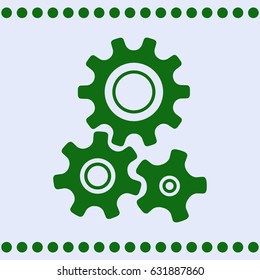Three gear sign simple icon on background