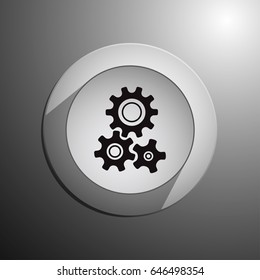 Three gear sign simple icon on background
