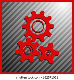 Three gear sign simple icon on background