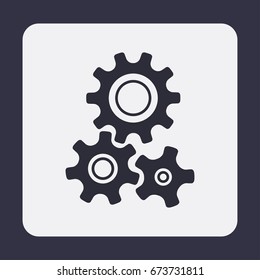 Three gear sign simple icon on background