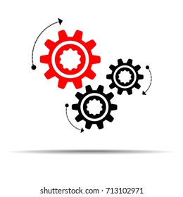 Three gear sign simple icon on White background.Vector illustration