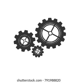 Three gear sign simple icon on background