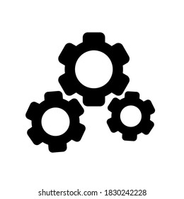 Three gear, simple icon gear icon isolated on white background. Working mechanism. Vector EPS 10