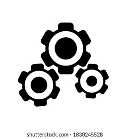 Three gear, simple icon gear icon isolated on white background. Working mechanism. Vector EPS 10