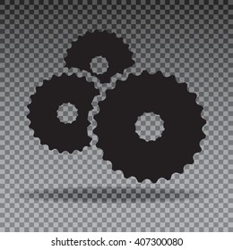 Three gear wheels as logo  on checkered background