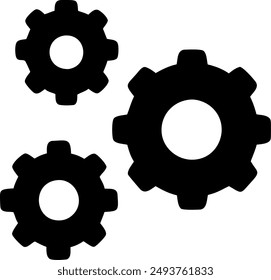 Three gears with circular centers on a white backdrop
