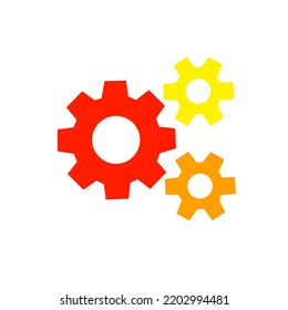 Three Gears Icon, Colorful On White Background