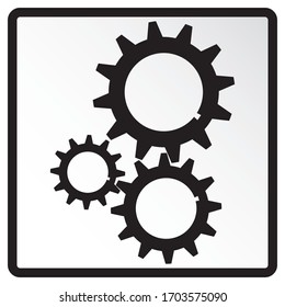 Three gears icon flat. Vector infographic element for design presentations. Isolated background.
