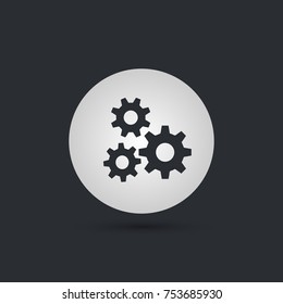 Three Gears icon on light circle background