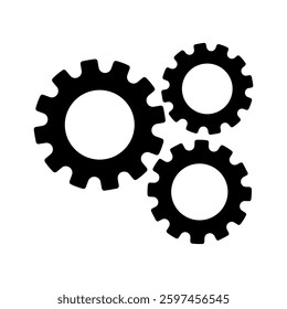Three gears icons isolated. Gear wheel sign concept.Vector illustration.