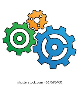 Three gears isolated on white background