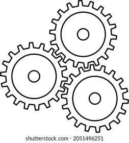 Three Gears Outline Icon. Settings Vector Concept Line Symbol