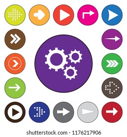 Three gears sign simple icon on background