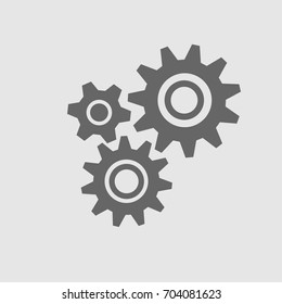 Three gears sign simple icon on background.vectors illustrations.