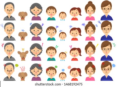 Three generation family face icon