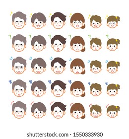Three generation family facial expression variations