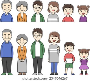 Three generation family illustration material