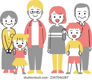 Three generation family illustration material