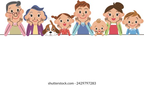 Three generation family smiling message