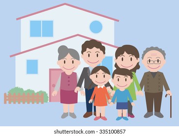 three generation family, vector illustration