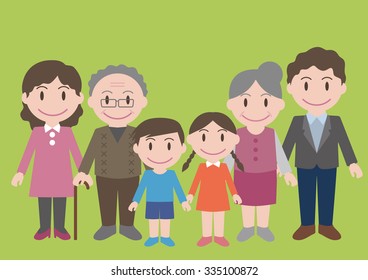 three generation family, vector illustration