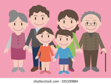three generation family, vector illustration