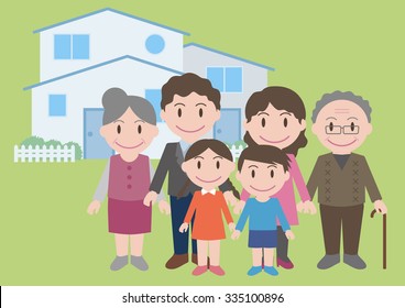 three generation family, vector illustration