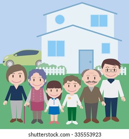 three generation family, vector illustration