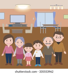 three generation family, vector illustration