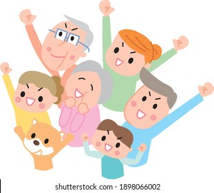 Drei Generationen Familie, die Märchen macht, stellen sich