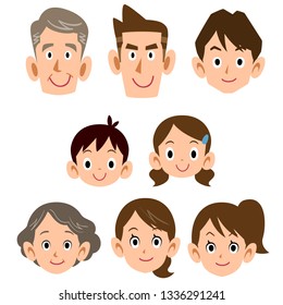 Three generations family ordinary expression icon