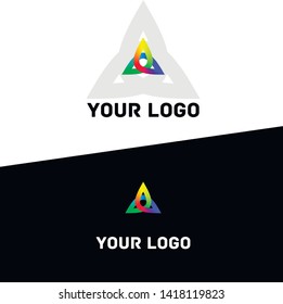 three geolocation icon in one triangle-shaped logo