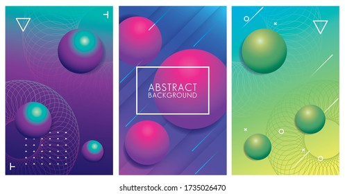 three geometric colorful abstract backgrounds. vector illustration design