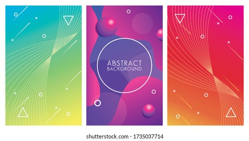 three geometric colorful abstract backgrounds  vector illustration design