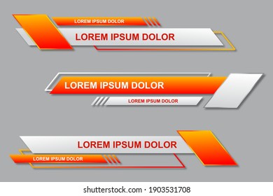 Three geometric lower third banners set design. Modern geometric lower third banner template design. Colorful lower thirds set template vector. Modern, simple, clean design style