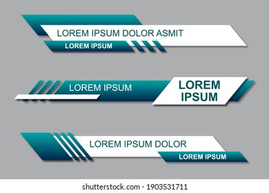 Three geometric lower third banners set design. Modern geometric lower third banner template design. Colorful lower thirds set template vector. Modern, simple, clean design style
