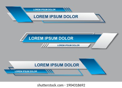 Three geometric lower third banners set design. Modern geometric lower third banner template design. Colorful lower thirds set template vector. Modern, simple, clean design style