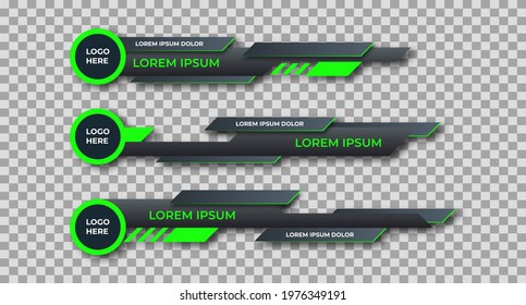 Three geometric lower third banners set design. Modern geometric lower third banner template design. Colorful lower thirds set template vector. Modern, simple, clean design style