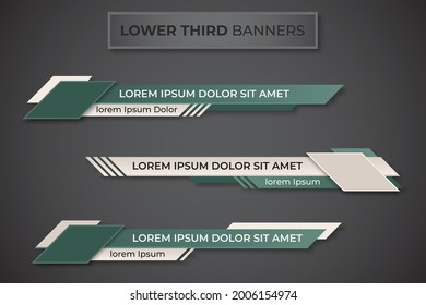 Three geometric lower third banners set design. Modern geometric lower third banner template design. Colorful lower thirds set template vector