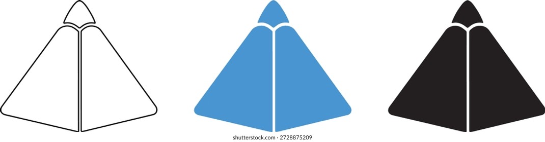 Three Geometric Pyramids in Different Colors Isolated Design Elements