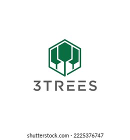 Three geometric tree logo design