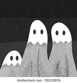 Three ghosts haunting on halloween night