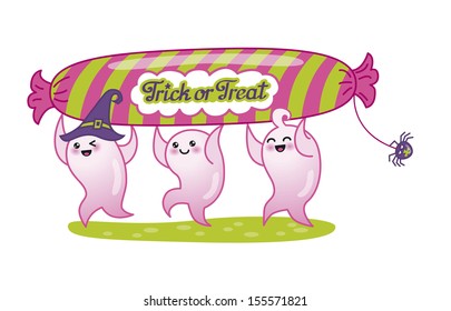 three ghosts steal candy