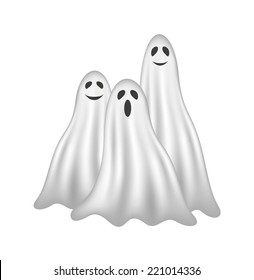 Three ghosts in white design 