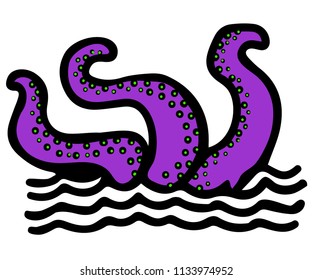 three giant tentacles come out of the sea