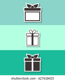 Three gift box vector flat icon. Open and closed book symbol. 