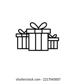 Three Gift Boxes line icon black and white