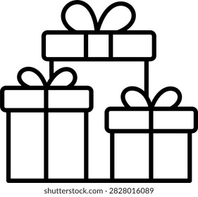 Three gift boxes stack icon